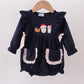 Navy christmas santa cookie milk embroidery ruffle bubble