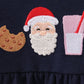 Navy christmas santa cookie milk embroidery ruffle bubble