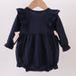 Navy christmas santa cookie milk embroidery ruffle bubble