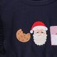 Navy christmas santa cookie milk embroidery ruffle pants set
