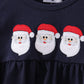 Navy christmas santa claus embroidery ruffle bloomer set