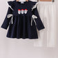 Navy christmas santa claus embroidery pants set