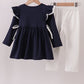 Navy christmas santa claus embroidery pants set