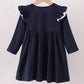 Navy christmas santa claus embroidery dress