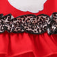 Red santa claus applique leopard ruffle bloomer set