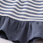 Navy deer embroidery ruffle pants set