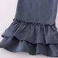 Navy deer embroidery ruffle pants set