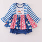 Blue snowman embroidery ruffle bubble