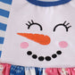 Blue snowman embroidery ruffle bubble