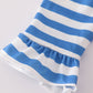Blue snowman embroidery ruffle bubble