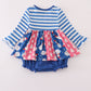 Blue snowman embroidery ruffle bubble