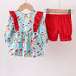 Blue christmas character print bloomer set