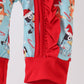 Blue christmas character print ruffle romper