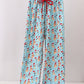 Blue christmas character print mom pajamas pants