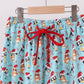Blue christmas character print mom pajamas pants