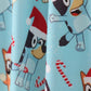 Blue christmas character print mom pajamas pants
