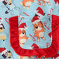 Blue christmas character print pajamas ruffle pants set