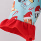 Blue christmas character print pajamas ruffle pants set