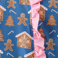 Navy gingerbread print ruffle romper