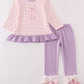 Purple ballet shoes embroidery stripe pants set