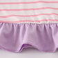 Purple ballet shoes embroidery stripe pants set