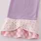 Purple ballet shoes embroidery stripe pants set