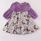 Purple butterfly print velvet dress