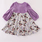 Purple butterfly print velvet dress