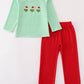 Green christmas grinch embroidery boy set