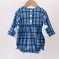 Navy nativity embroidery plaid ruffle bubble