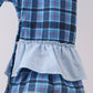 Navy nativity embroidery plaid ruffle romper