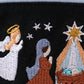 Navy nativity embroidery plaid ruffle romper