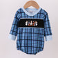 Navy nativity embroidery plaid bubble