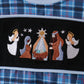 Navy nativity embroidery plaid bubble