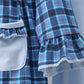Navy nativity embroidery plaid ruffle pants set