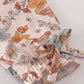 Khaki deer embroidery floral dress