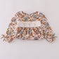Khaki deer embroidery floral dress