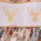Khaki deer embroidery floral pants set