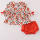 Fox embroidery floral print bloomer set