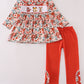 Fox embroidery floral print pants set