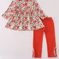 Fox embroidery floral print pants set