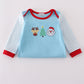 Blue deer tree santa embroidery ruffle romper
