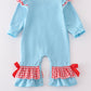 Blue deer tree santa embroidery ruffle romper