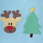 Blue deer tree santa embroidery ruffle romper