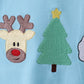 Blue deer tree santa embroidery ruffle pants set