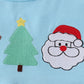 Blue deer tree santa embroidery ruffle dress