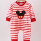 Red stripe character applique romper