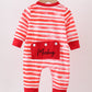 Red stripe character applique romper