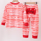 Red stripe character applique pants set
