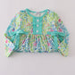 Green meadow splash ruffle dress
